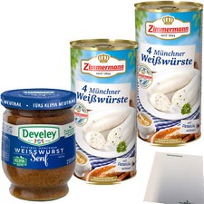 Develey Münchner Weißwurstsenf 250ml + 8 Zimmermann Weißwürste 2x530g Dose usy