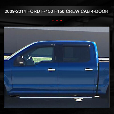 Extreme Online Store For 2009-2014 Ford F-150 Crew Cab | EOS Visors In-Channel Style Smoke Tinted Side Vents Window Deflectors Rain Guards - Foto 13