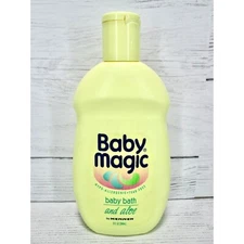 Vintage 80s 90s Baby Magic Bubble Bath Mennen Liquid Soap Yellow Bottle Set Prop