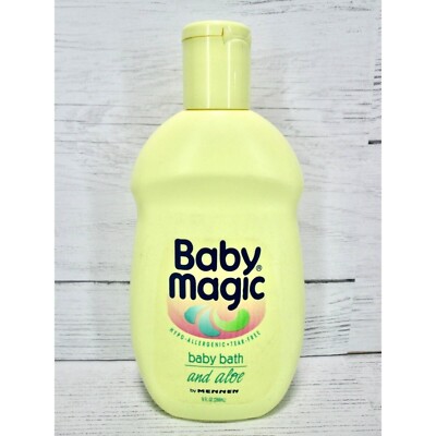 Vintage 80s 90s Baby Magic Bubble Bath Mennen Liquid Soap Yellow Bottle Set Prop