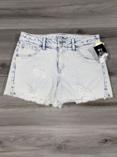 Art Class Acid Wash Distressed Jean Shorts Size XL 14-16 Cutoff Adjustable Waist - Picture 1 of 4