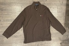 New Mens Polo Ralph Lauren Estate Rib Pullover Sweater Quarter 1/4 Zip Brown XL