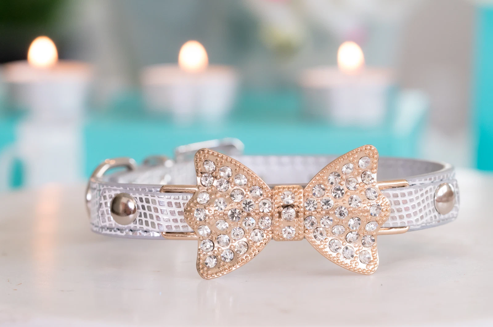 NEW! LUXURY Enchanted Pets Silver Rhinestone Collar for Dogs, Cats, Pets Size XS