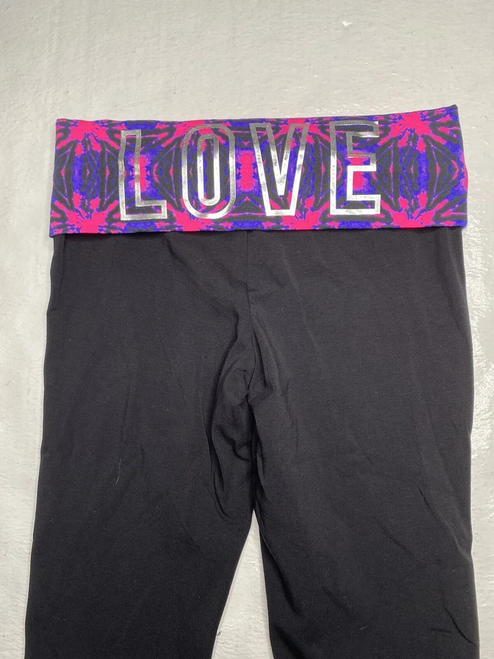 Material Niña Mujer Negro Rosa Tie Dye Love Cintura Tobillo Leggings Talla Pequeña Foto 4 de 4