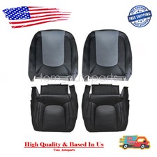 New Front Both Bottom Top Back Leather Seat Cover Black For 04-05 Dodge Ram 1500