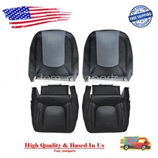 New Front Both Bottom Top Back Leather Seat Cover Black For 04-05 Dodge Ram 1500