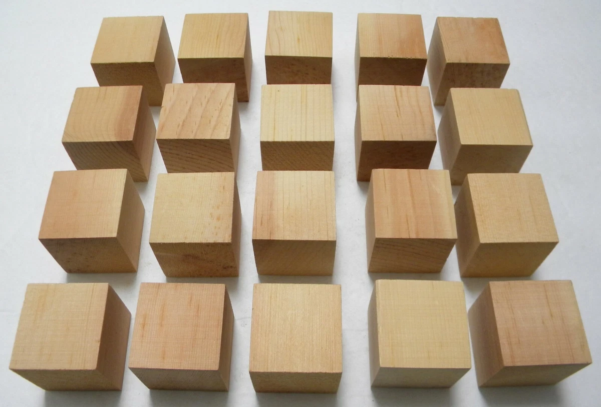 20 Unfinished 1-1/2 x 1-1/2 Square Wood Blocks for Crafts, etc.