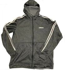Adidas Men's Tech Fleece Full Zip Hoodie Black Heather/White Stripe
