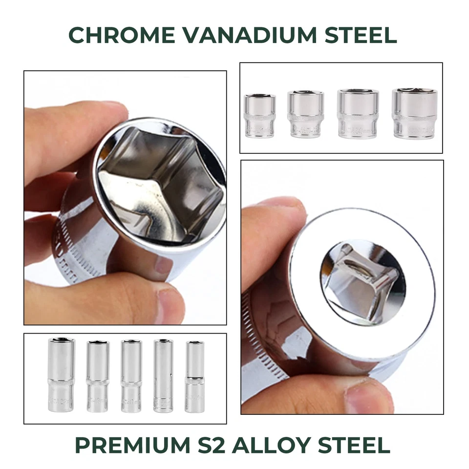 172pcs Socket and Drive Tool Kit 1/2" 1/4" and 3/8" Drive Sizes Sockets kit - Image 3 of 4