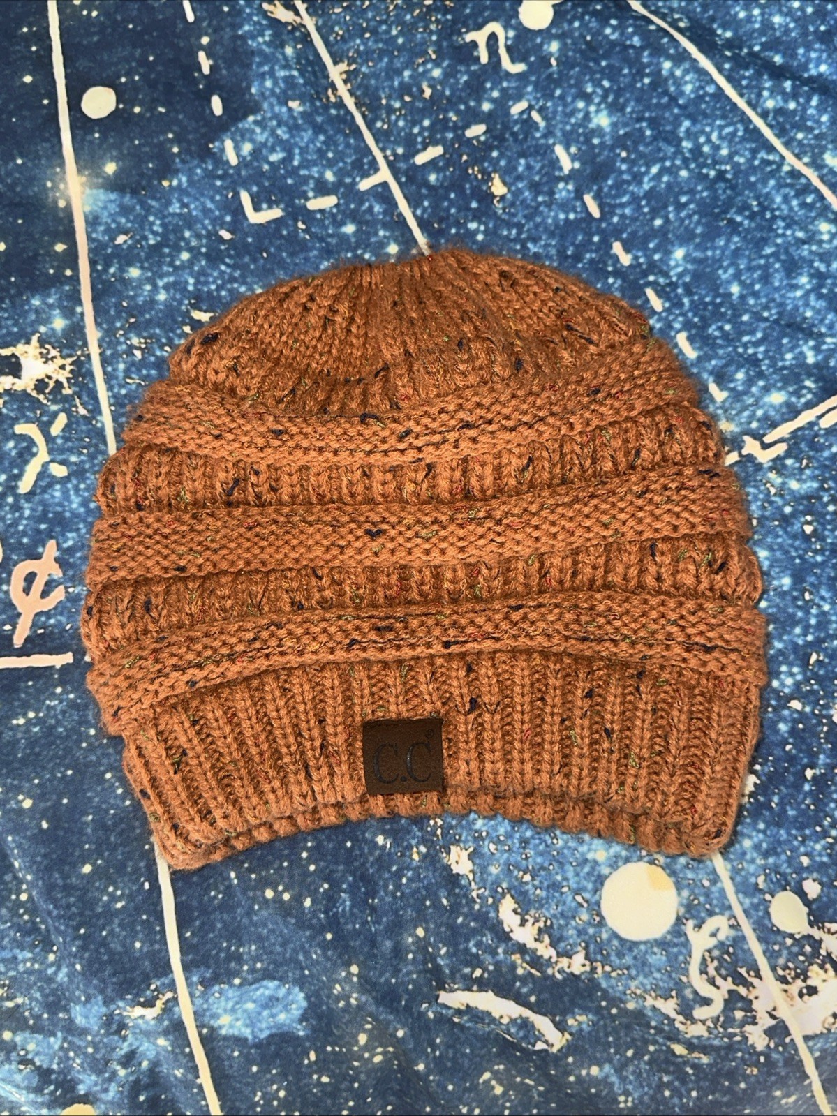 C.c. Burnt Orange Beanie Hat With Pony Hole 