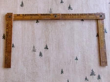 ERB HARDWARE CO. Lewiston Idaho Wooden Tri-Folding Ruler 24" Vintage Advertising