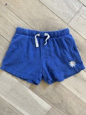 Hanna Andersson Girls Drawstring Blue Embroidered Shorts Cotton Knit Size 6-7
