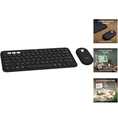 Pebble 2 Combo: Sleek Wireless Keyboard & Mouse - Quiet, Portable, Customizable