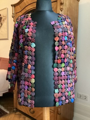 Vintage Yo-Yo Quilting Jacke handgemacht | 70er Boho Unikat Patchwork