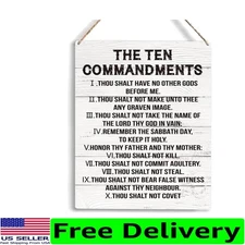 Elegant 10x8 IN Wooden Wall Decor with Ten Commandments - Inspirational Sign