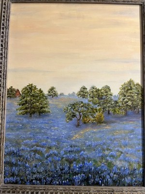 Vintage Original Artist Signed Landscape Oil Painting of Texas