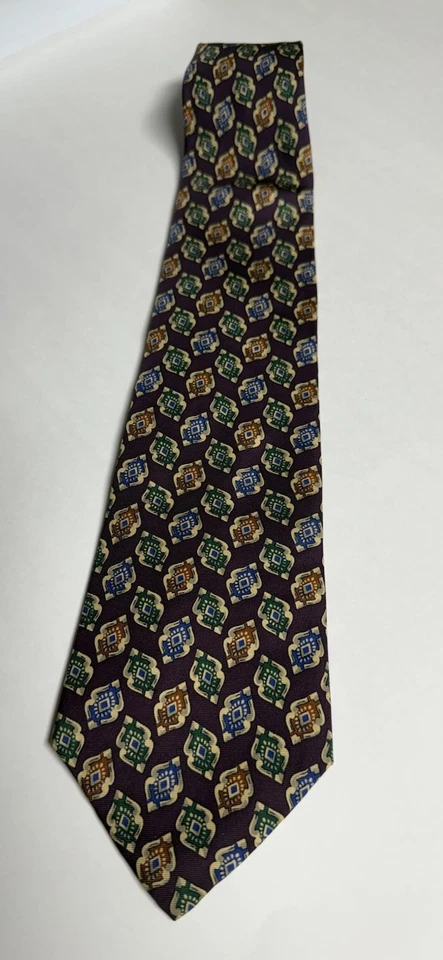 Corbata Hombre Ralph Lauren 100% Seda Diseño Medallón Geométrico 59X4 Foto 2 de 4