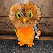 TY Beanie Boos - MIDNIGHT the Orange & Green Owl Glitter Eyes 6"