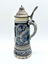 Vtg German Musical Beer Stein Cobalt Blue Pewter Lid Lador Swiss Kaiserwalzer