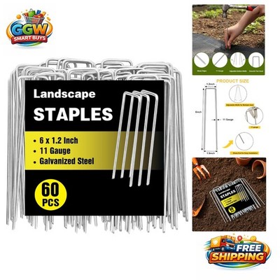Durable 11 Gauge 6 Inch U-Shaped Landscape Staples - Perfect for Garden & Events