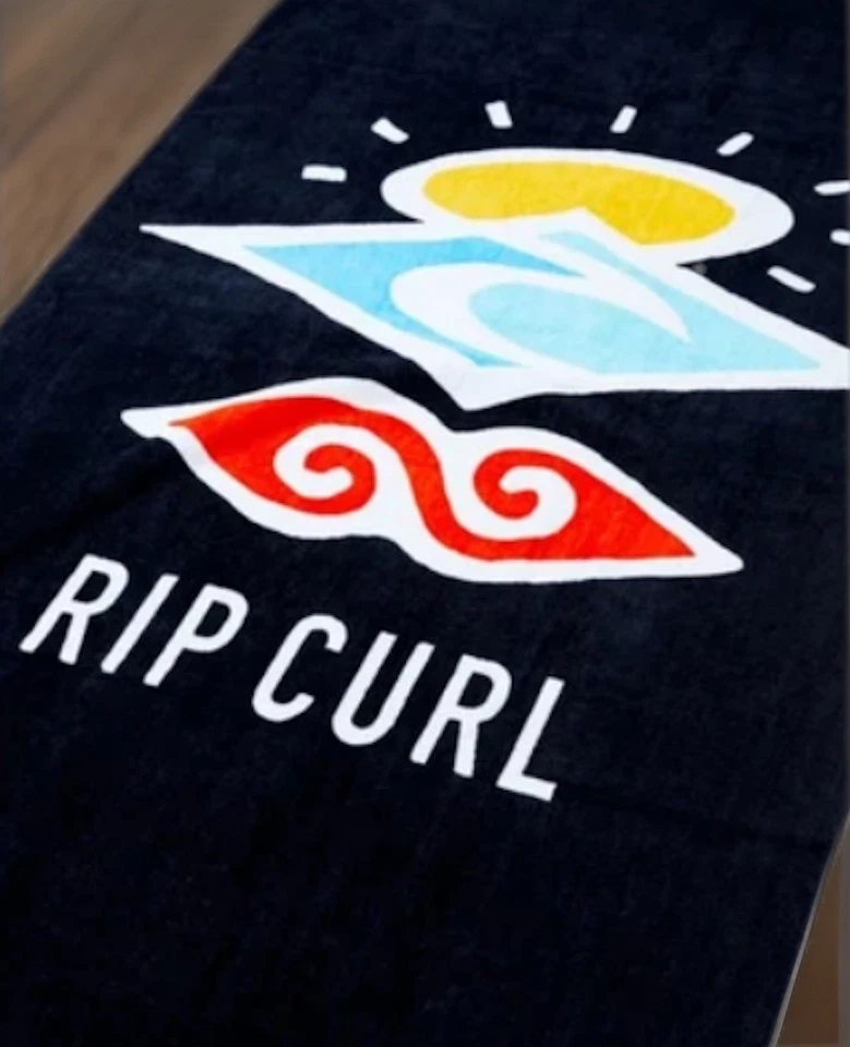 Toalla de playa RIP CURL tamaño adulto 31x60” negra colorida logotipo 'The Search' Foto 2 de 4