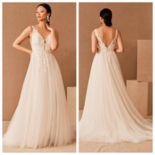 Watters Vielle Wedding Dress 18 Lace Tulle A-Line Boho Bridal Gown Ivory