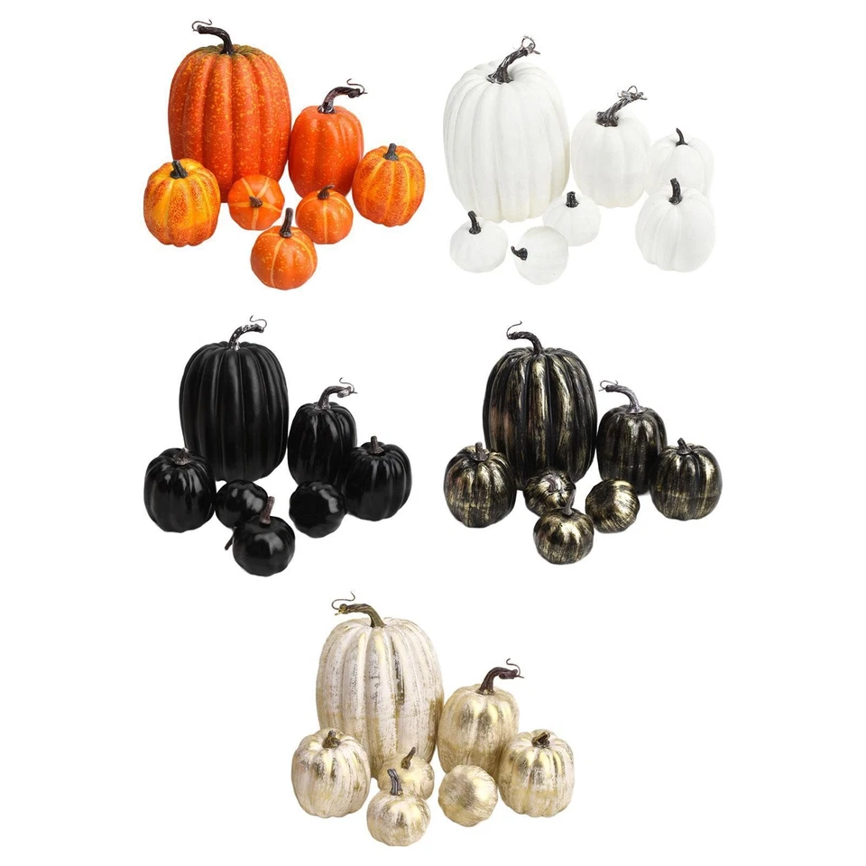 Lot de 7 fausses citrouilles en mousse pour Halloween, fête prénatale, - Photo 1/1