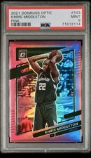 Khris Middleton 2021 Panini Donruss Optic Pink Prizm #143 /25 PSA 9 Bucks 🔥