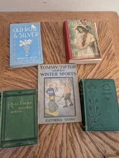 5 ANTIQUE BOOKS 1900s VICTORIAN BINDINGS - DECORATIVE SET Decor
