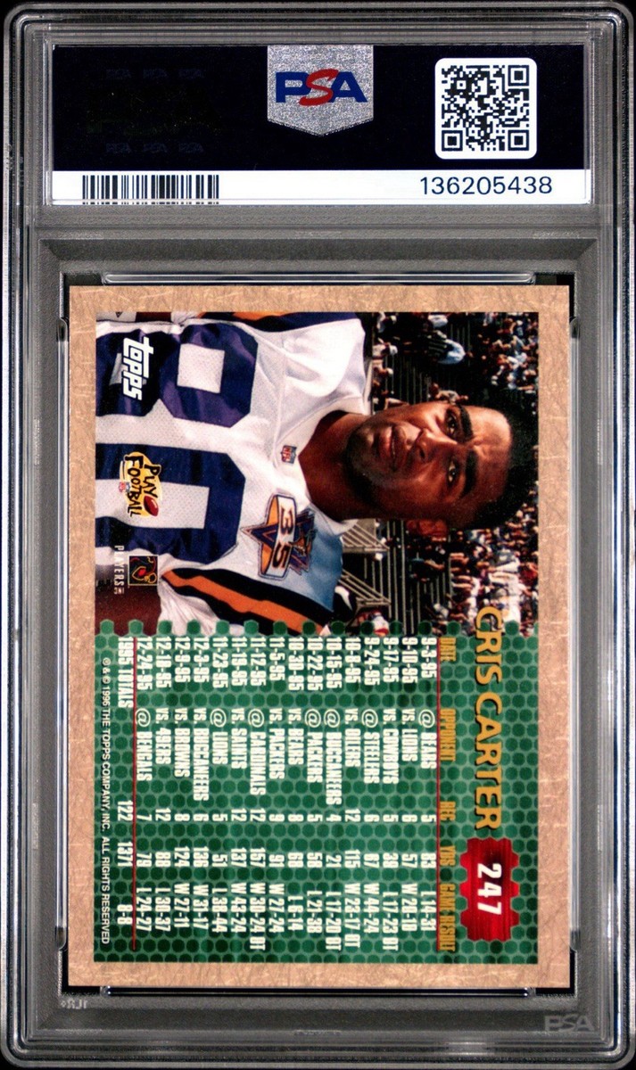1996 Topps Cris Carter Card #247 HOF 1000 Yard PSA 10 | eBay