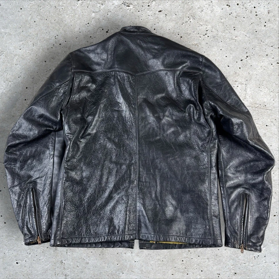 CHAQUETA DE MOTO DE CUERO VINTAGE BATES CALIFORNIA Talla 46 Larga Años 60 70 Foto 2 de 4