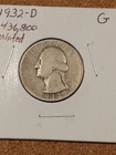 1932-D Key Date Washington Quarter, Good Condition, Natural and Undamaged