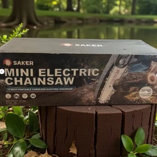 Saker 4" Mini Chainsaw, Portable Electric Chainsaws Cordless Handheld - Blue
