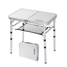 Small Folding Camping Table, 2ft Portable Table with 3 Adjustable Heights, Al...