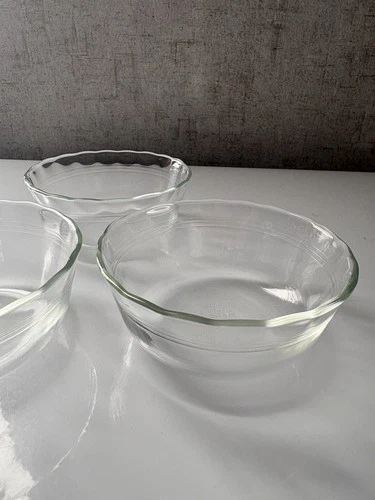 Pyrex 464 Scalloped Glass Custard Cup Ramekin 10oz Set Of 3
