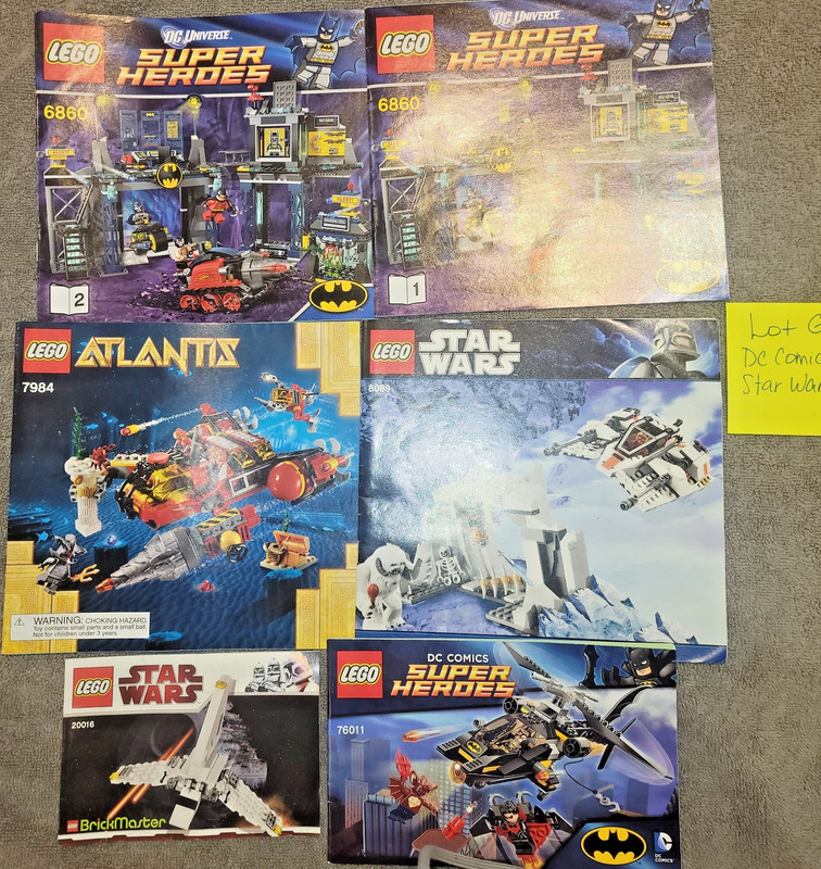 Lot of 6 Assorted Lego Manuals/Booklets Only 8089,7984,6860,76011,20016, Lot G