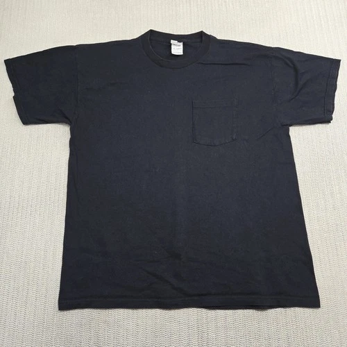 Fruit of the Loom Shirt Mens XL Black Pocket Tee Heavy Cotton Casual Classic