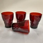 4 Ruby Red Anchor Hocking Windsor Juice Glass 3 3/8"  5 oz. Glasses