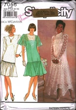 7056 Vintage Simplicity Sewing Pattern Misses 1990s Jessica McClintock Dress 14