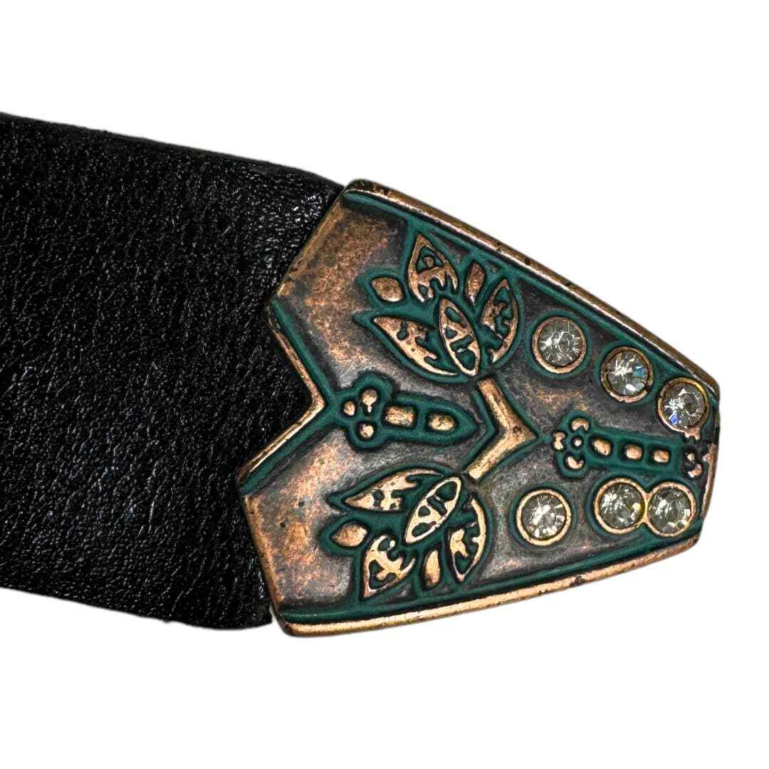 Steve Madden Western Embellished Black Leather Belt Medium Stud Rodeo Bling Rhinestone Faux Leather Belt Men & Women Western Cowgirl  main image 4