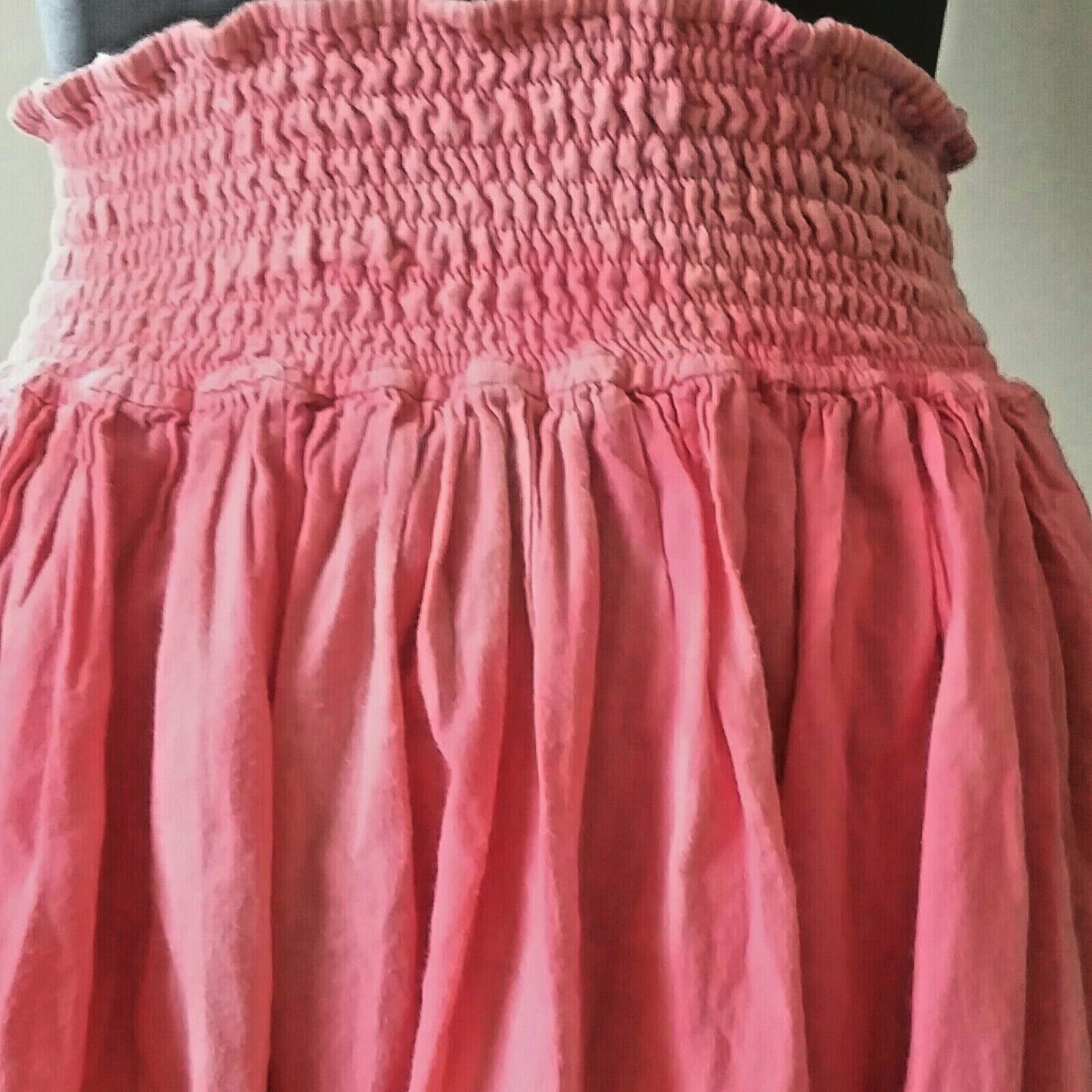 TIGHTROPE Fade Look Fabric Smocked Shirred Elastic Waist Lace Hem Skirt Coral 10 eBay