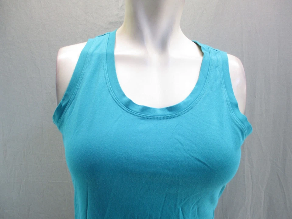 Camisa deportiva sin mangas de algodón con cuello redondo verde azulado talla M para mujer Lucy 5BL-052 Foto 2 de 4