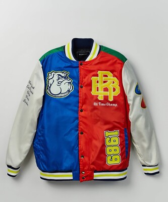 REASON CLOTHING BRAND ALL TIME CHAMP NYLON BOMBER MULTICOLOR NWT Sz L  RARE