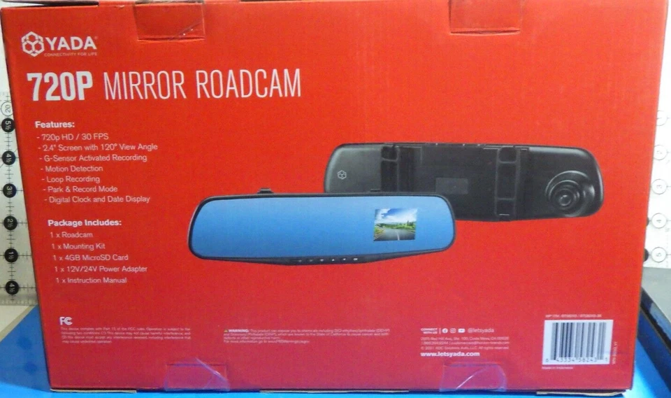 Yada HD 720P miorror road camera 2.4" G sensor motion 120 detection 4g SD card - Image 2 of 2
