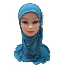 Flower Instant Headscarf Kids Girls Prayer Khimar Shawl Wrap Amira Scarf Islamic