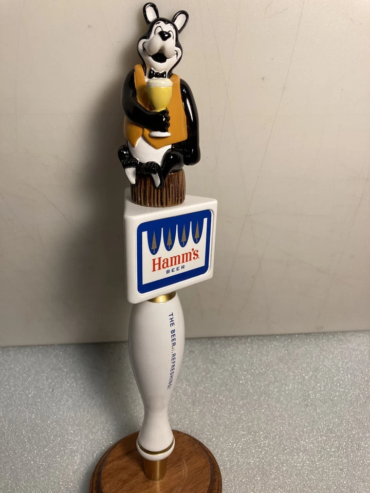 HAMMS THEO THE BEAR WITH A BEER ON A STUMP draft beer tap handle. WISCONSIN - Image 2 of 4