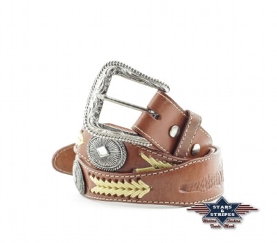 Ref: WG-14 Ceintures western country en cuir STARS STRIPES