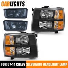 2x Halogen Xheadlight Smoke Fog Lights Black Fit For 2007-13 Chevy Silverado