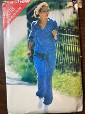 See & Sew 3018 Vintage 80's Misses Jogging Top & Pants Sewing Pattern 12-16 Cut
