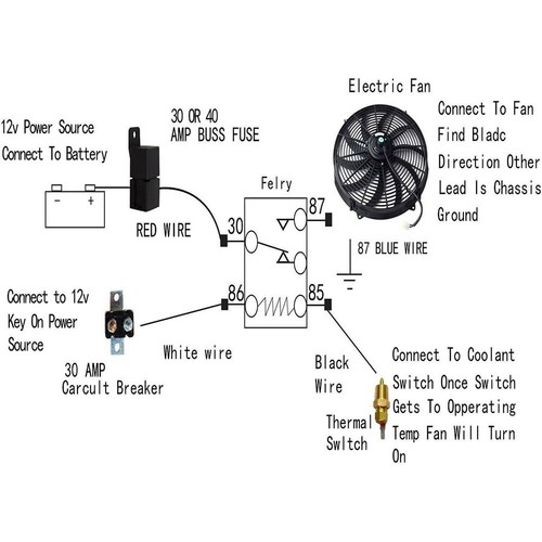 Ventilador de radiador eléctrico NEGRO 16" alto 3000 Cfm termostato interruptor de relé kit - Imagen 4 de 8